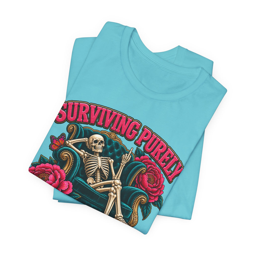 Surviving Purely Out of Spite Skeleton Rose Graphic T-Shirt