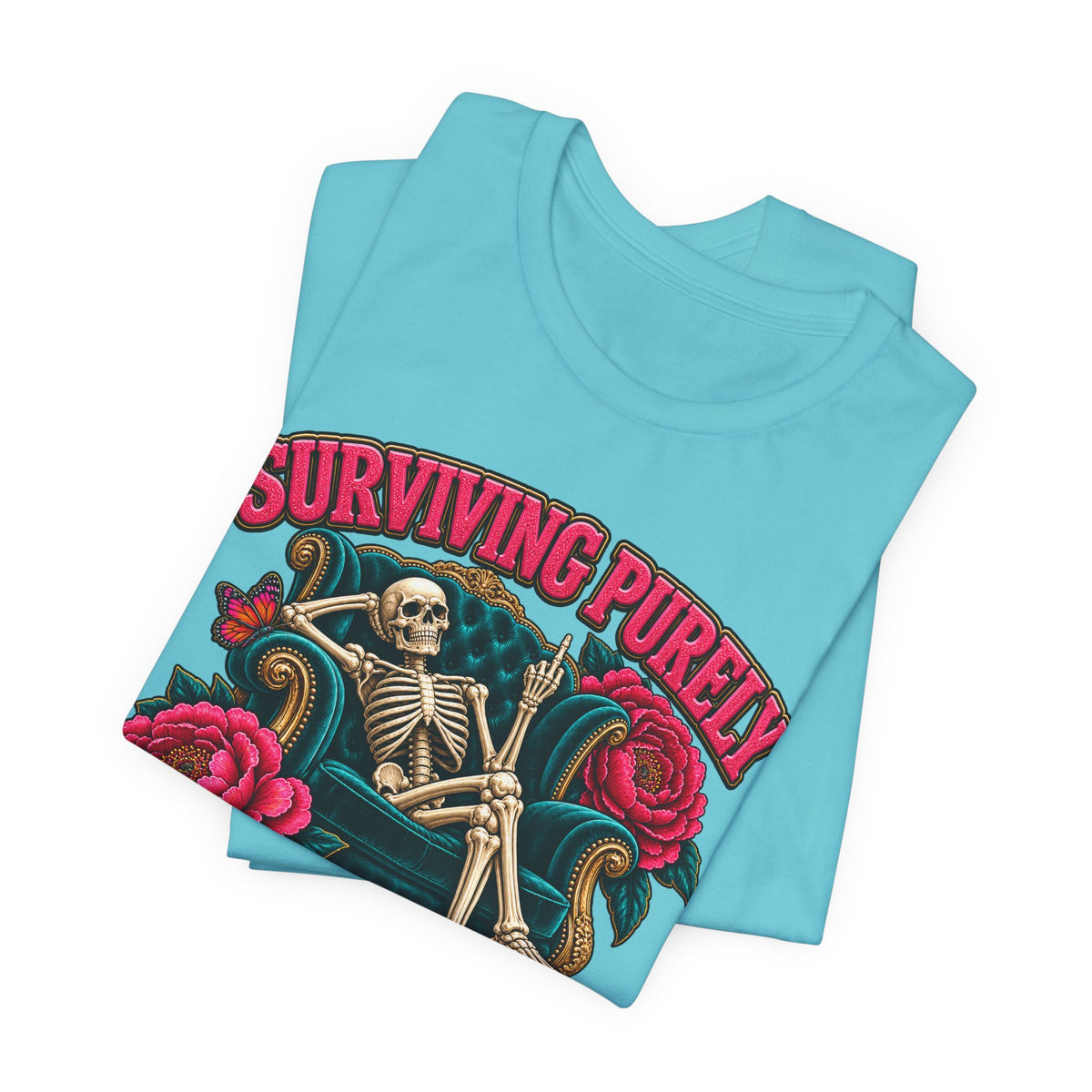 Surviving Purely Out of Spite Skeleton Rose Graphic T-Shirt