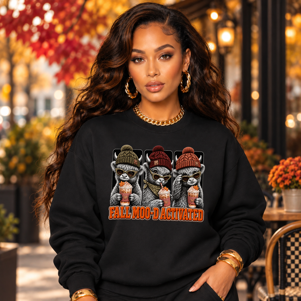 Highland Cow Fall Sweatshirt – Fall Moo-D Activated Coffee Crewneck
