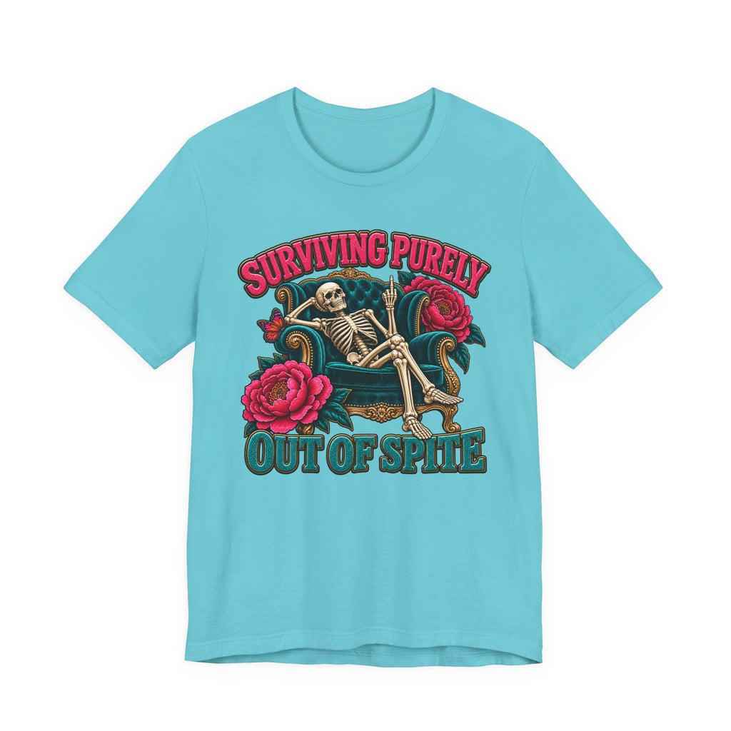 Surviving Purely Out of Spite Skeleton Rose Graphic T-Shirt