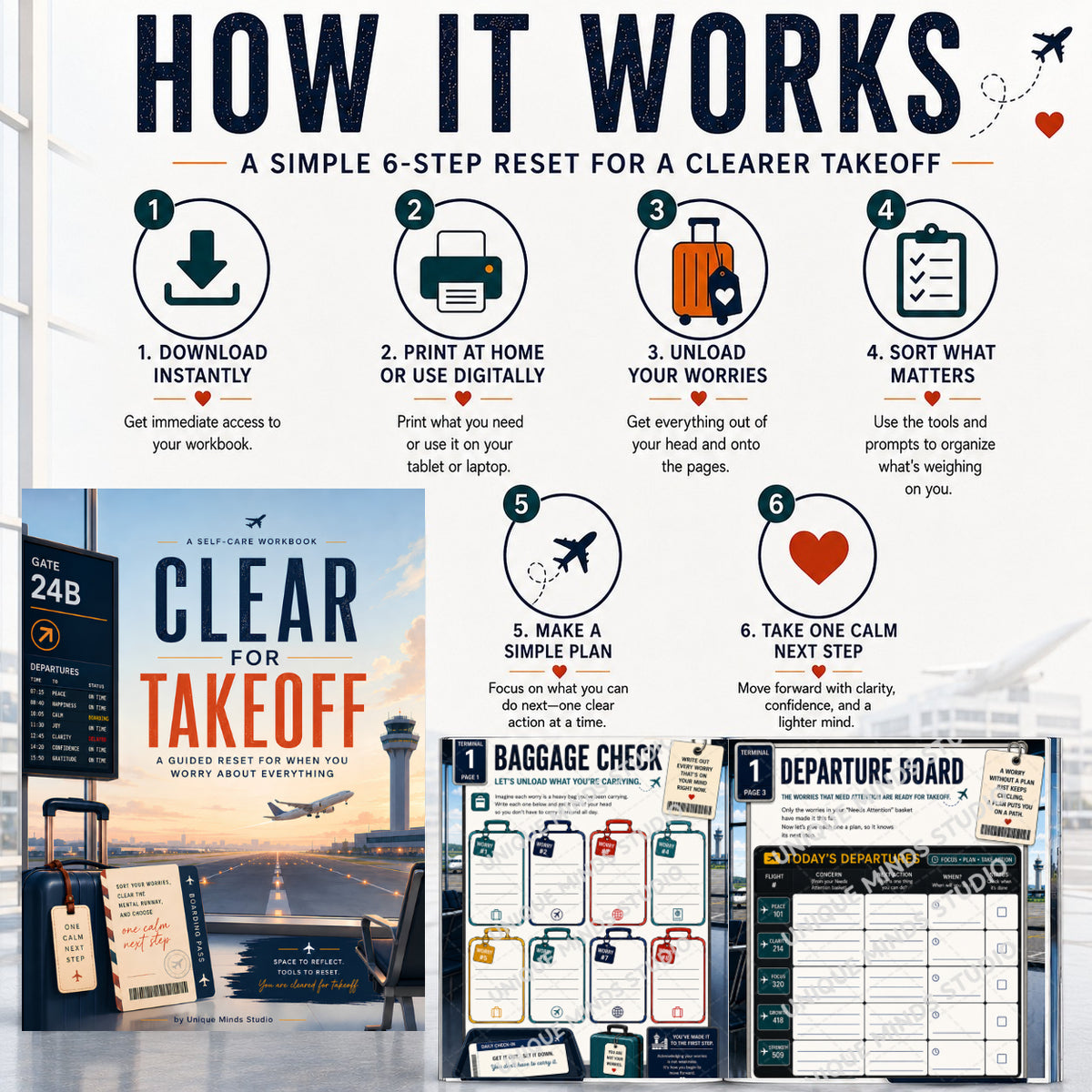 Clear for Takeoff: A Guided Worry Reset Printable Workbook