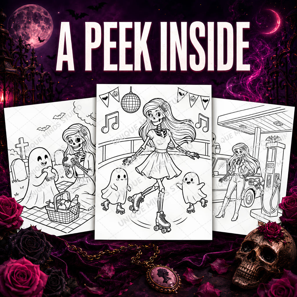 Pretty to the Bone: Halloween Coloring Pages — Printable PDF