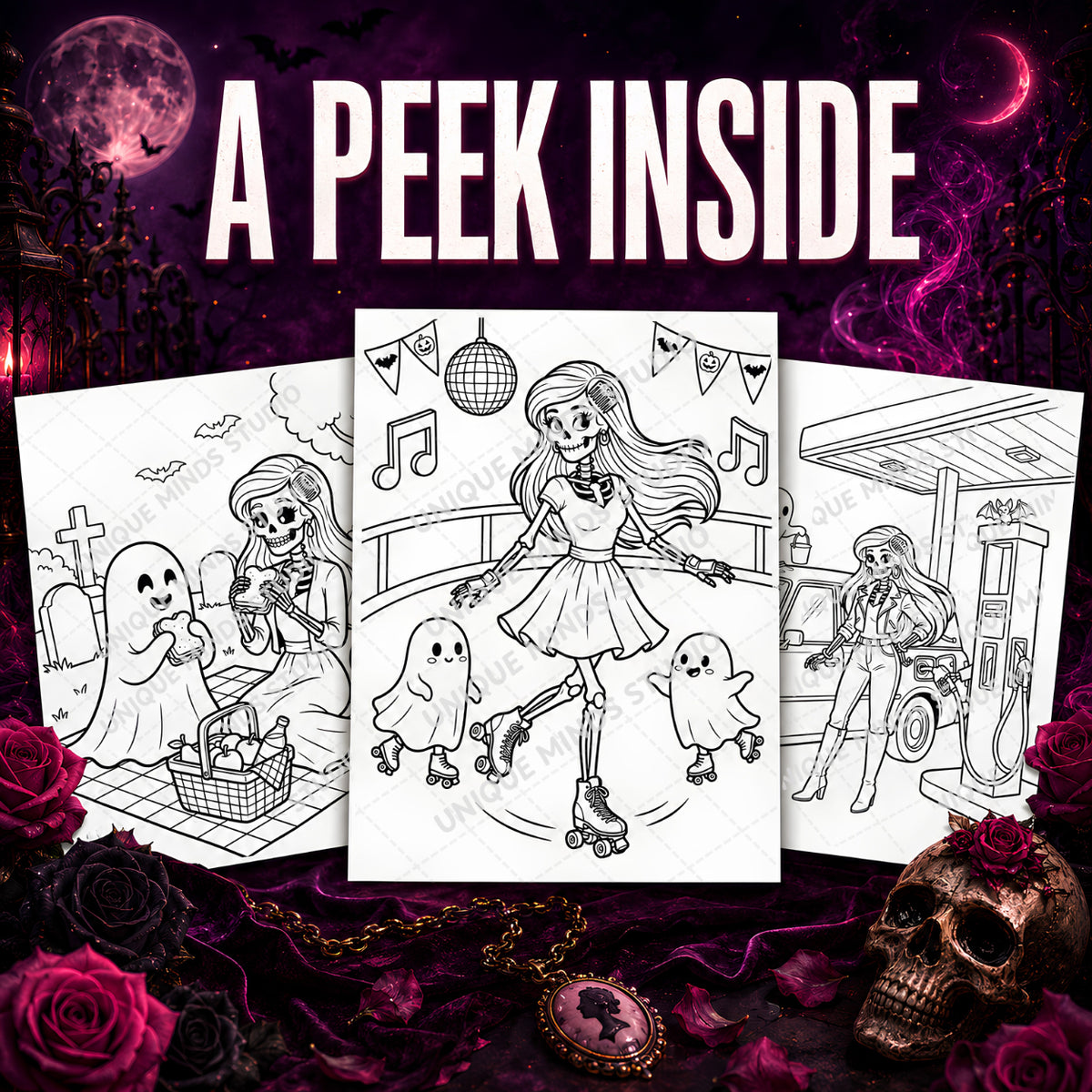 Pretty to the Bone: Halloween Coloring Pages — Printable PDF