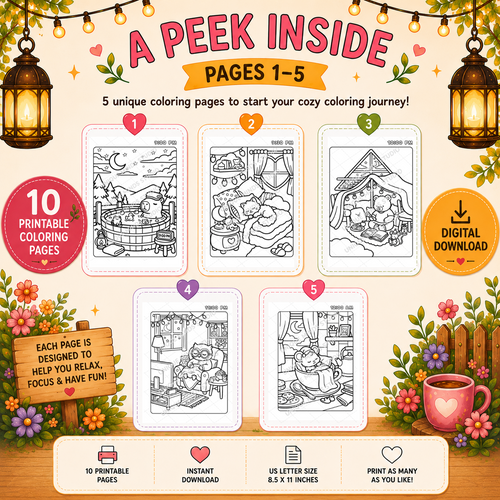 Around the Clock Cozy: Night Owl Hours | Printable Coloring Pack