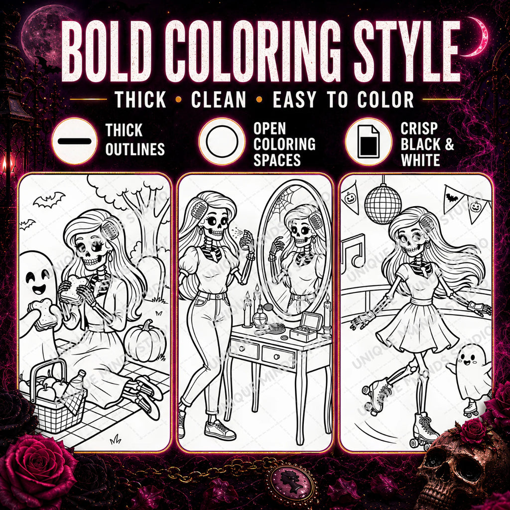 Pretty to the Bone: Halloween Coloring Pages — Printable PDF