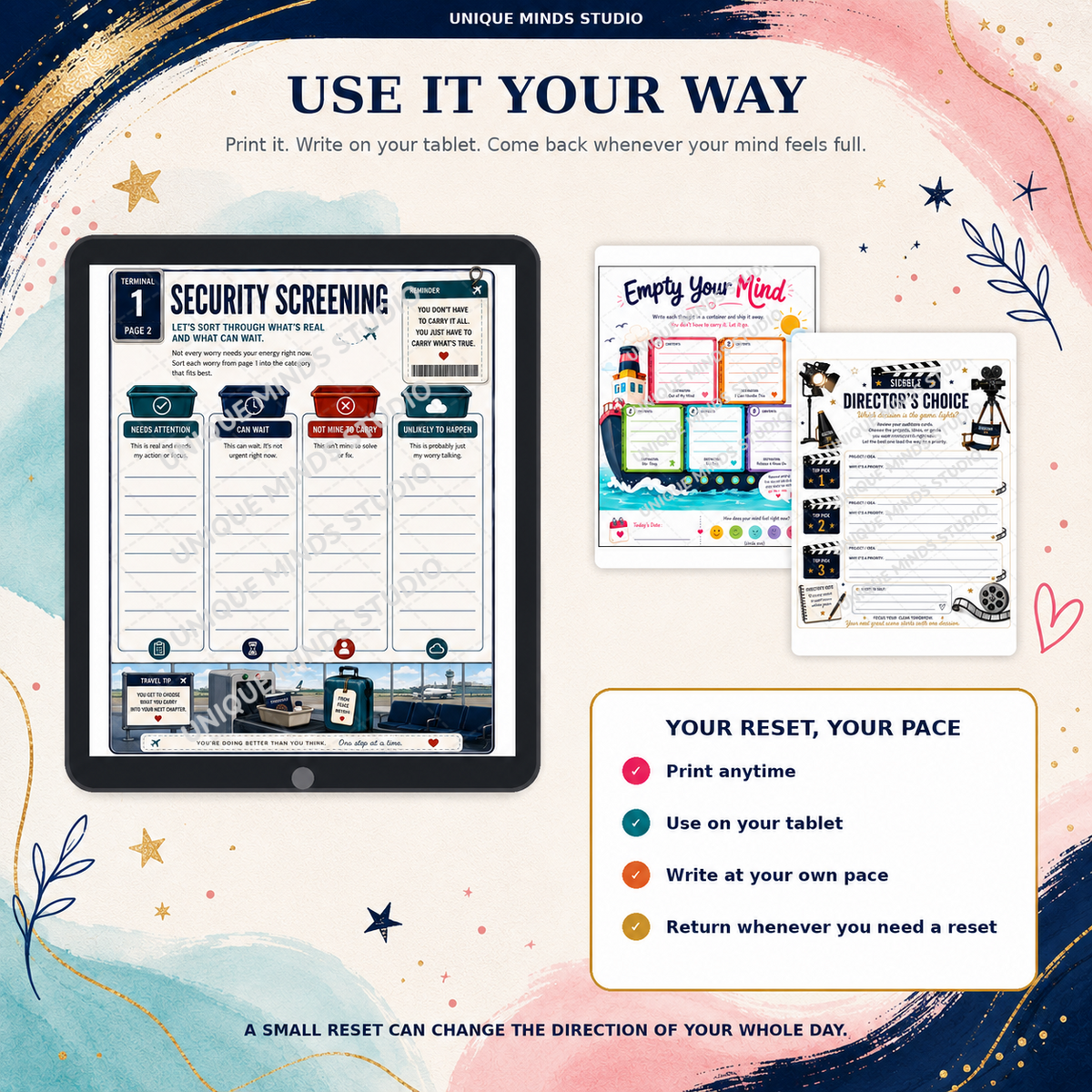 Clear Your Mind & Move Forward Bundle | 3 Guided Printable Workbooks
