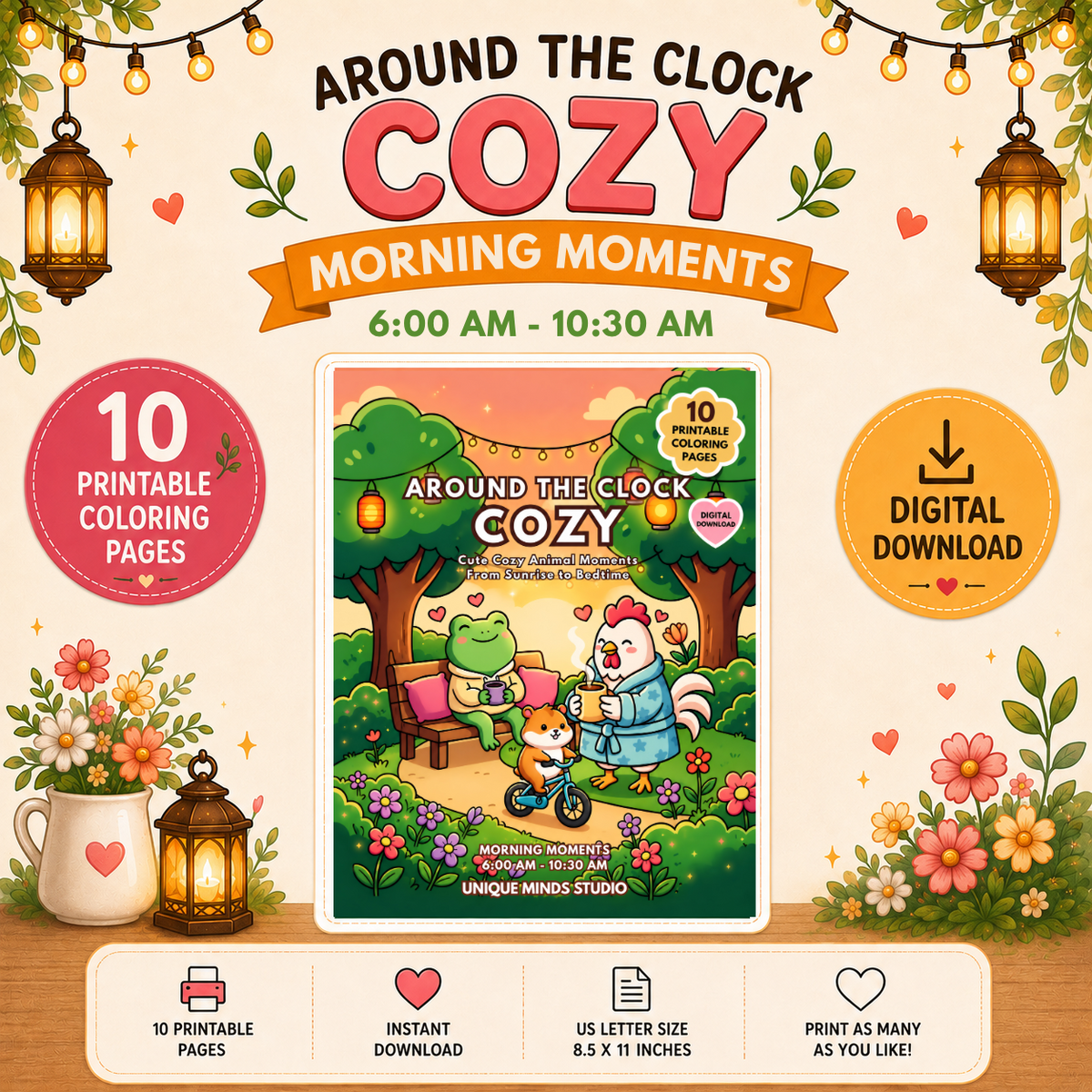 Around the Clock Cozy: Morning Moments | Printable Coloring Pack