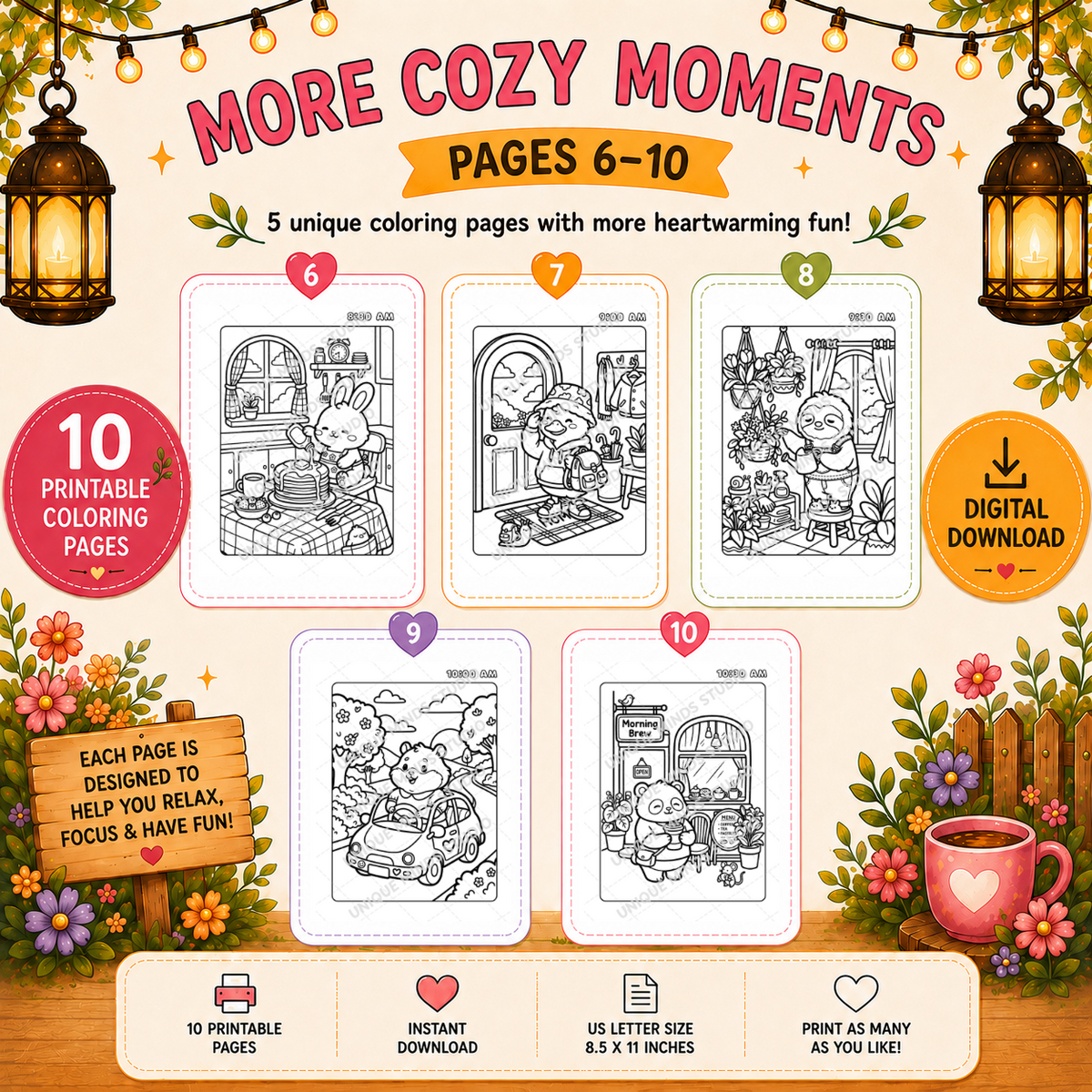 Around the Clock Cozy: Morning Moments | Printable Coloring Pack