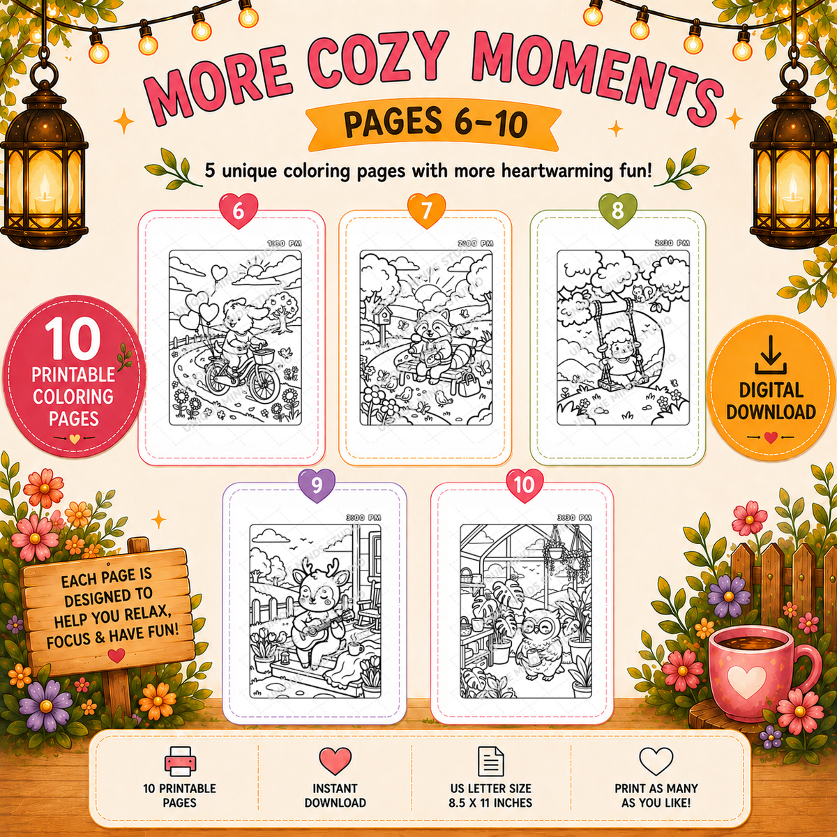 Around the Clock Cozy: Sunny Day Adventures | Printable Coloring Pack