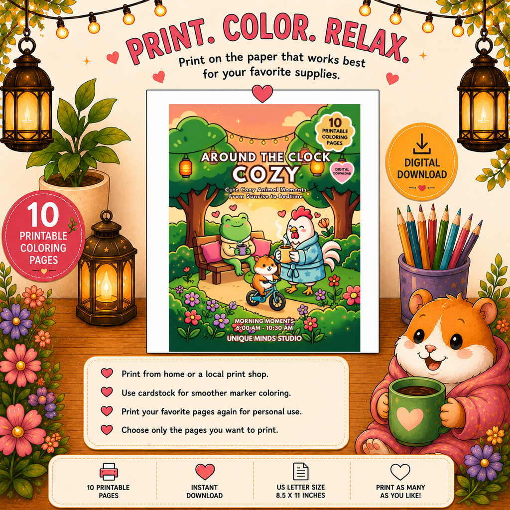 Around the Clock Cozy: Morning Moments | Printable Coloring Pack