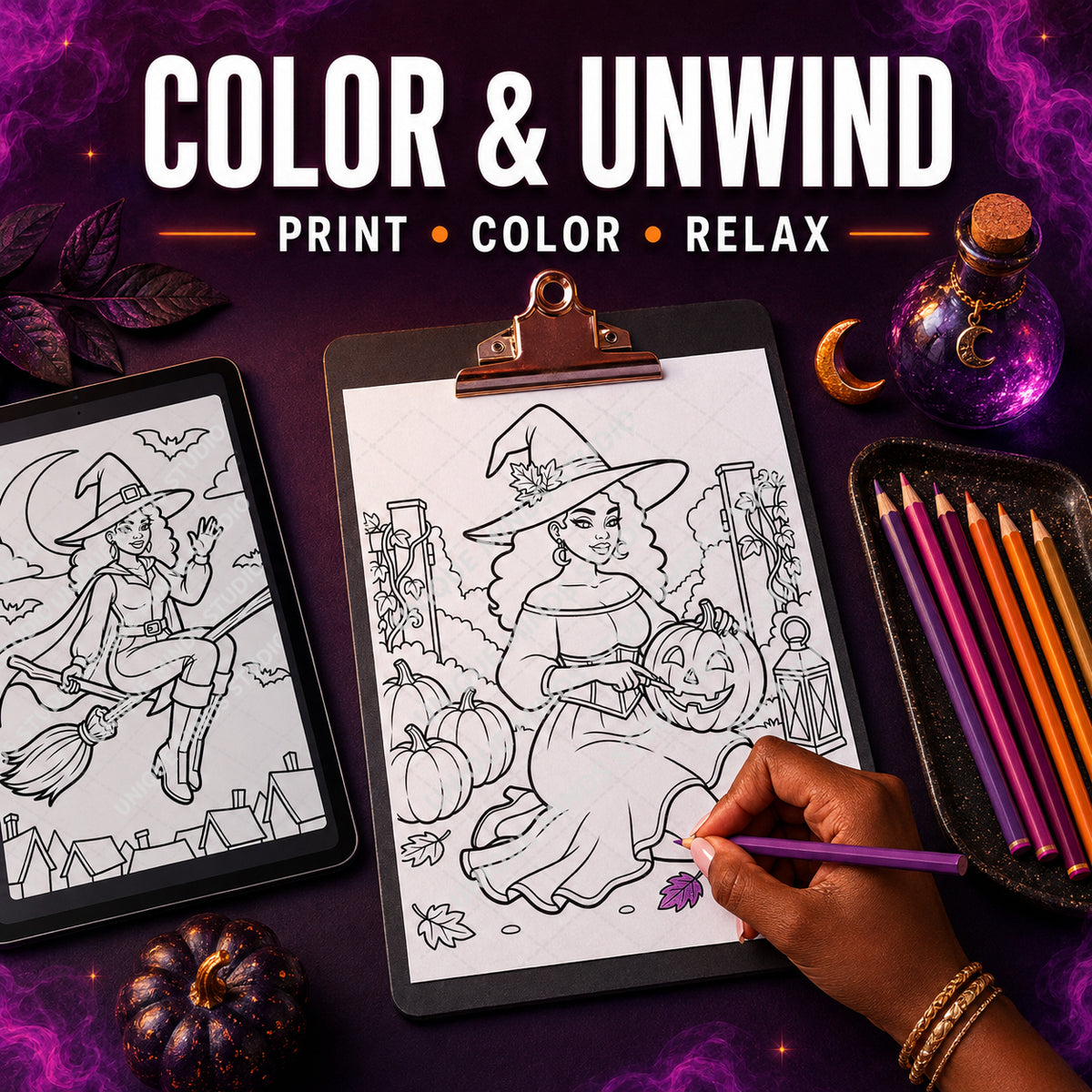 Haunted & Unbothered — 10 Printable Halloween Coloring Pages