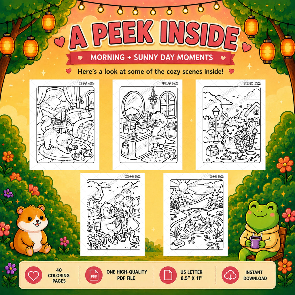 Around the Clock Cozy — Complete 40-Page Printable Coloring Collection