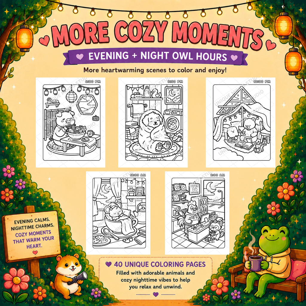 Around the Clock Cozy — Complete 40-Page Printable Coloring Collection
