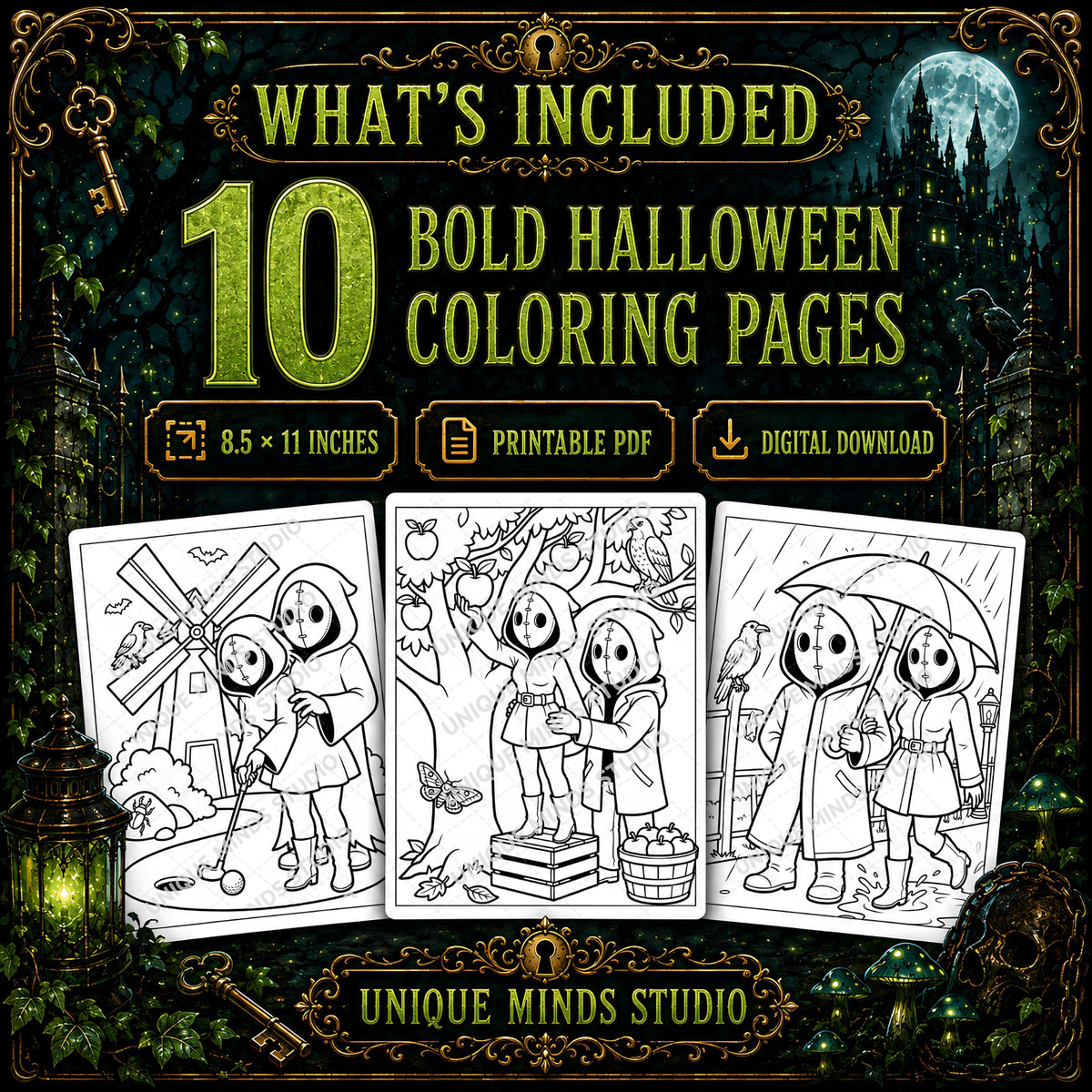 Locked In Till Death — A Halloween Coloring Pack | 10 Printable Pages