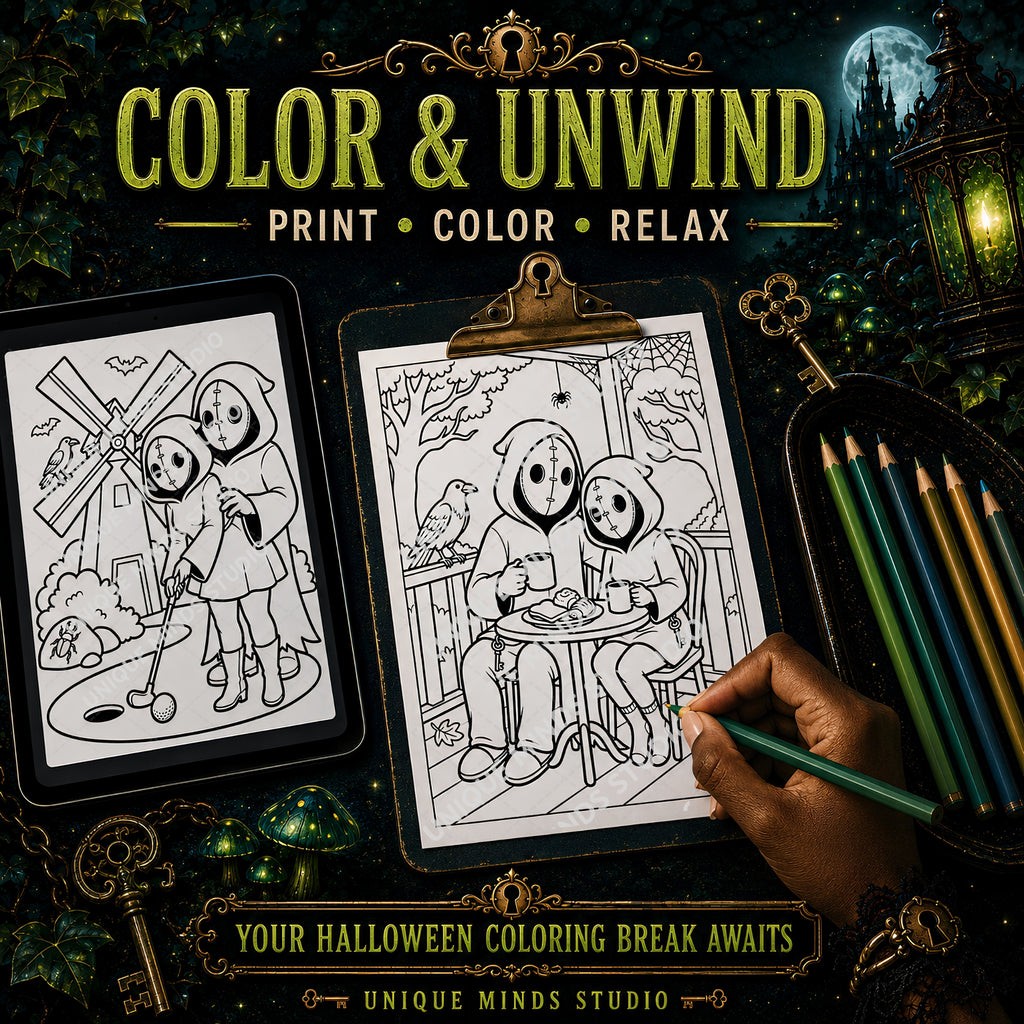 Locked In Till Death — A Halloween Coloring Pack | 10 Printable Pages