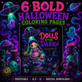 Dolls After Dark — A Creepy-Cute Halloween Coloring Pack | 6 Printable Pages