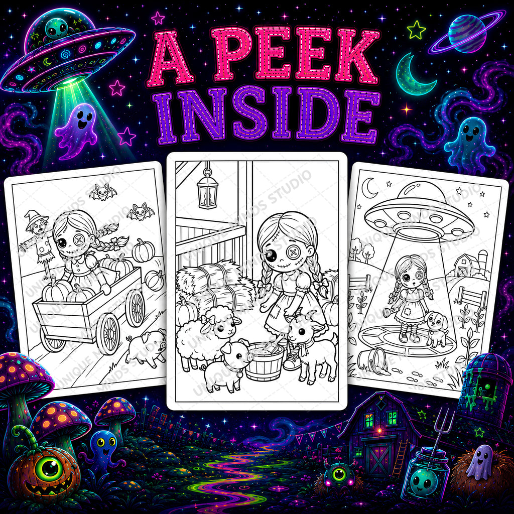 Dolls After Dark — A Creepy-Cute Halloween Coloring Pack | 6 Printable Pages