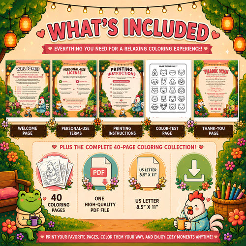 Around the Clock Cozy — Complete 40-Page Printable Coloring Collection